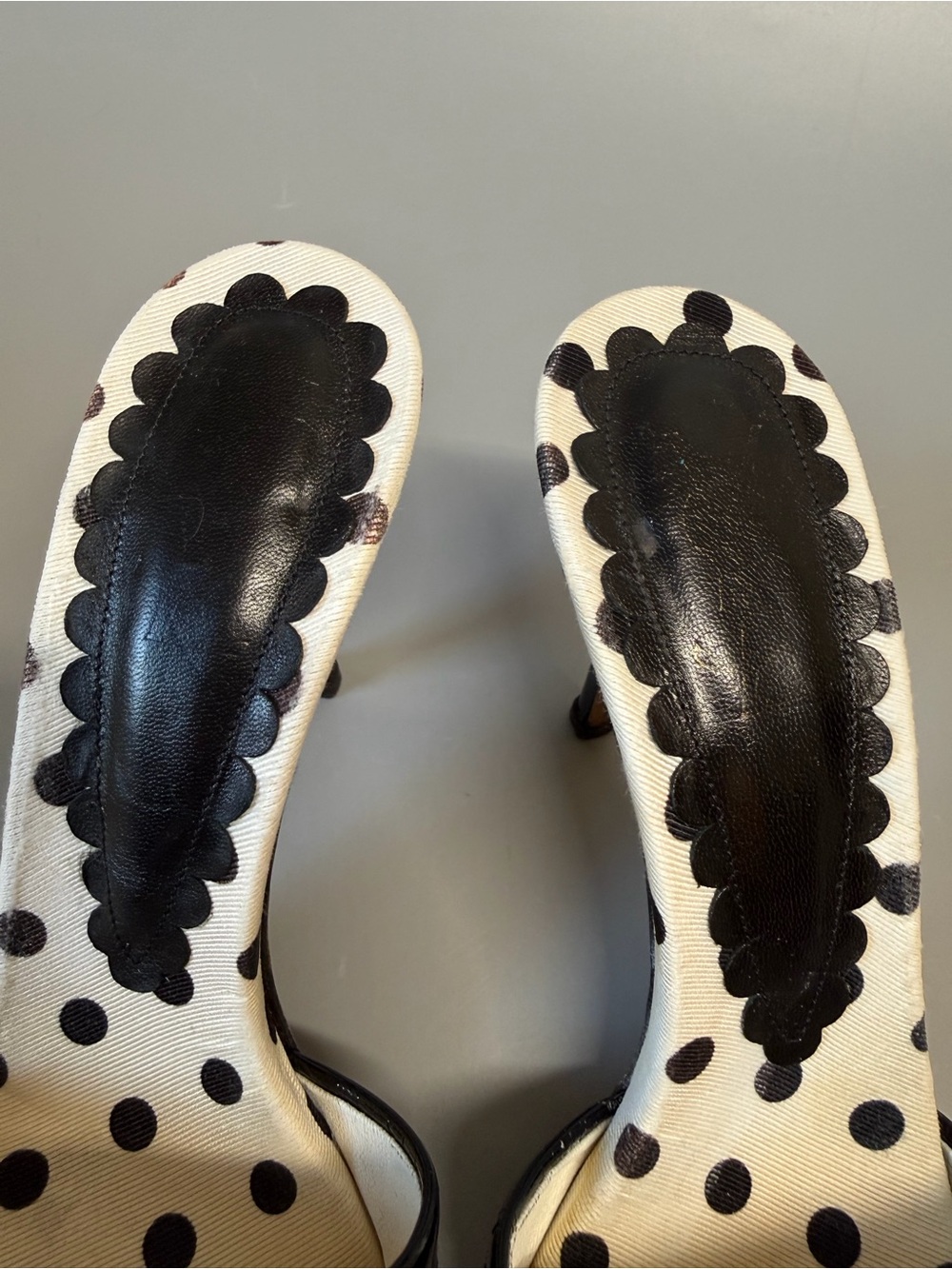 Yves Saint Laurent Black and White Polka Dot Slide Sandals - Picture 4 of 10
